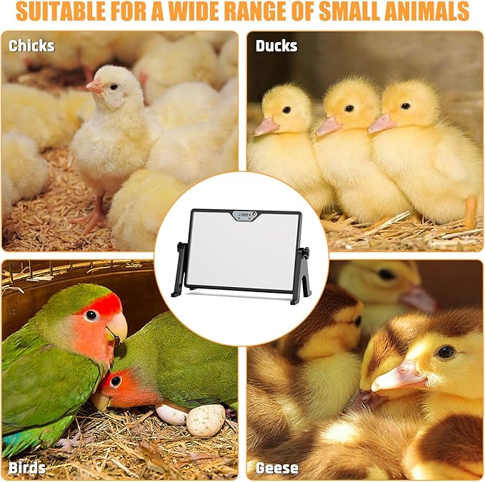 Brooder Plate for Chicks with Temp Control and Display,Dual-Sided Chicken Coop Heater with Remote,Timer Function & Cycle Work,Adjustable Angle,Safe Heater Plate for Ducks Quail Poultry Warm,13"x17"