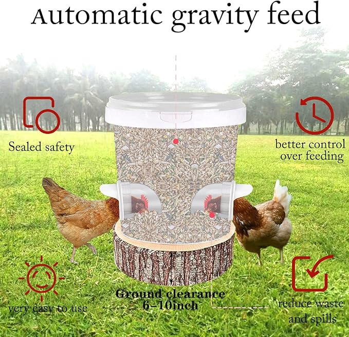 MAFONE DIY Chicken Feeder No Waste,Mess Cups Kit for Gravity Automatic Chickens Bucket Feeder Fit for Buckets, Barrels, Bins,Troughs,Rain Proof Poultry Feeder Port(4 White Ports,1 Hole Saw)