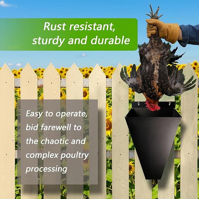 Chicken Cone for Butchering Farm Level Chicken Slaughtering Cone - Rust Resistant and Durable, Instant Installation, Preferred by Professional Poultry Handlers (Large)
