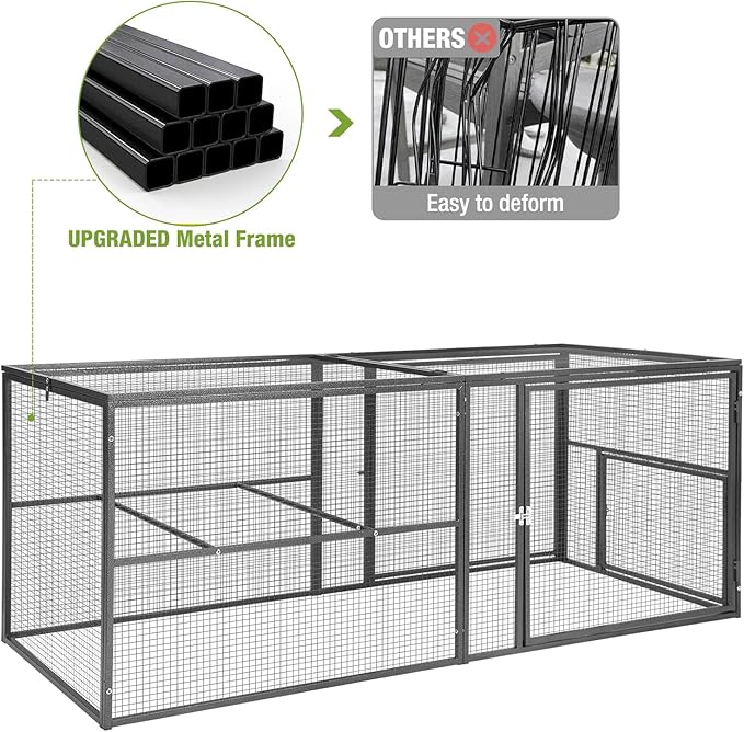Chicken Run Chicken Coop Walk-in Poultry Cage Hen House Rabbits Habitat Cage, Extension Run for Multi Coops Large