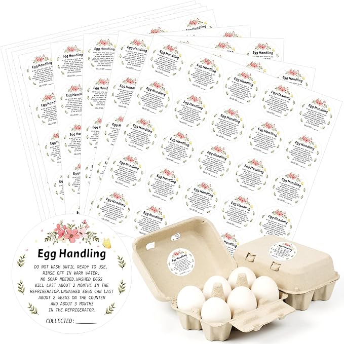 500PCS Farm Fresh Egg Carton Labels, 2 Inch Round Egg Carton Stickers, PET Self Adhesive Writable Farm Fresh Eggs Packaging Stickers for Chicken Quail Farmhouse Family(Style01)