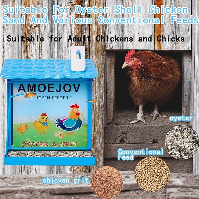 Chicken Grit and Oyster Shell Feeder for Hens,Metal Automatic Chicken Feeder,Chicken coop Accessories, Suitable for Quail, Pigeons, Doves, Chicks, and Adult Chickens
