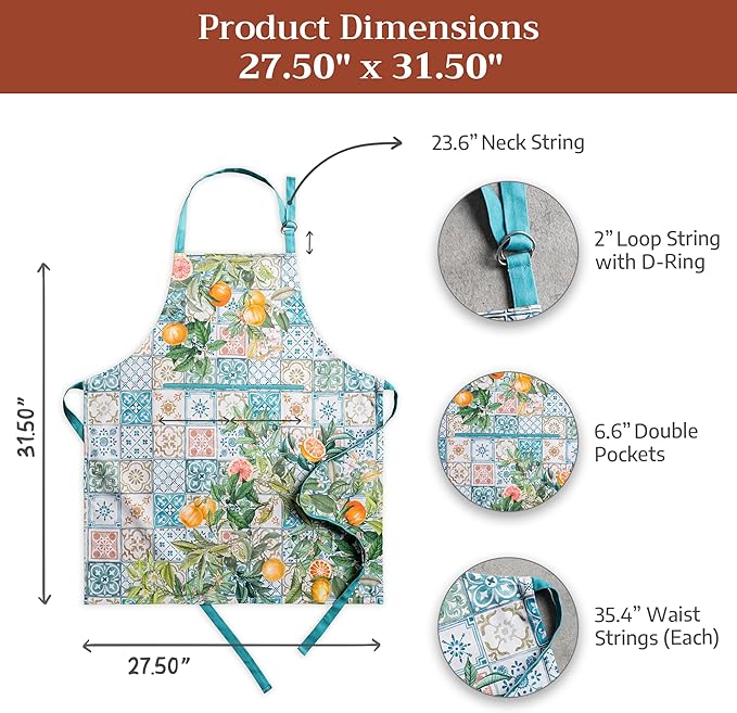 Maison d' Hermine 100% Cotton Apron for women with Pocket Kitchen Chef Apron for Men Cooking Easter Decorations