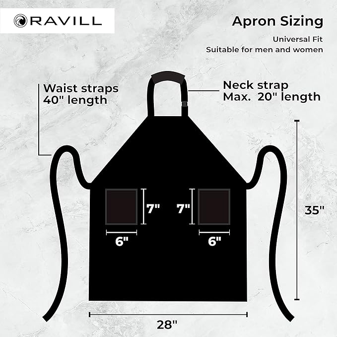 Waterproof Apron For Men and Women - 2 Pockets - 35" Long Multi Purpose Work Aprons for Dishwashing, Dog Grooming