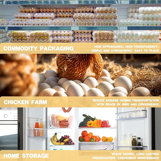 Septo 3 x 4 Plastic Egg Cartons for 12 Eggs,50 Pcs Egg Cartons Cheap Bulk Clear Reusable Tray Refrigerator Chicken Farm Markets
