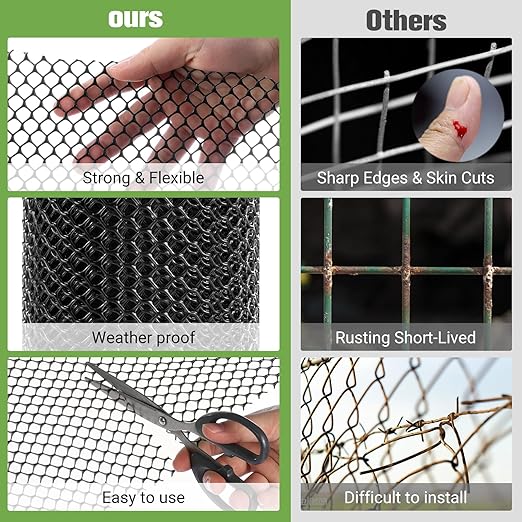Mesh Tree Guard Trunk Protectors, Chicken Wire for Floral Arrangements, Tree Wraps to Protect Bark, Flexible Net Tree Guard 16 in x 20FT with 50 Zip Ties, Tree Bark Protector from Deer-Black