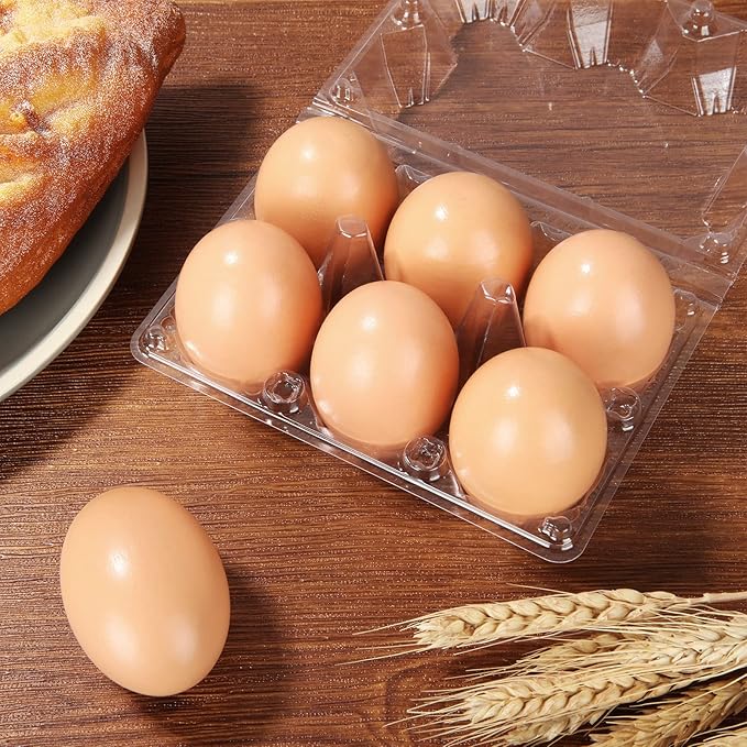 DAJAVE 100 Pack Plastic Egg Cartons Bulk, 2x3 Egg Holders Style Holds up for 6 Eggs, Half Dozen Egg Carton for Family, Pasture, Farm Markets Display(Medium)