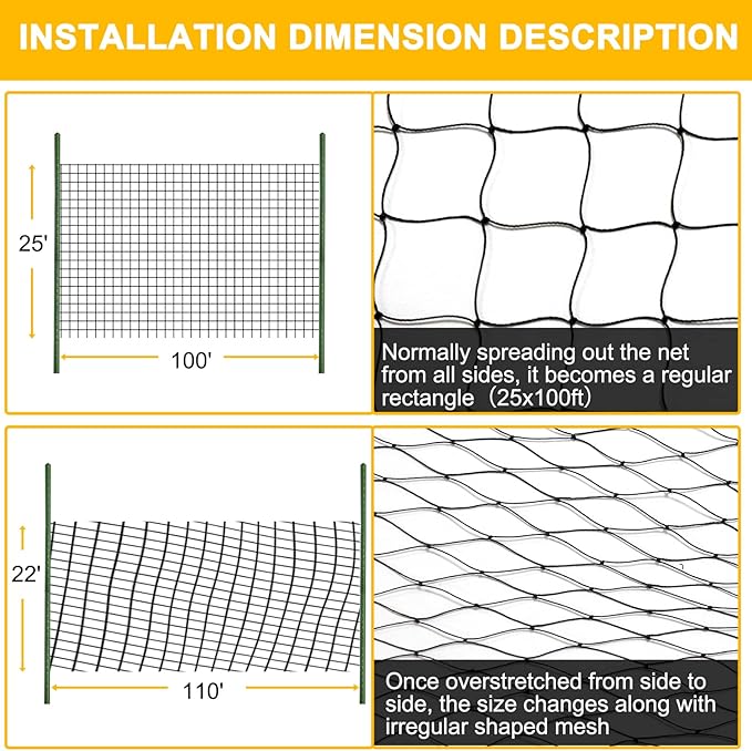 Bird Nets 25'x100' with 1" Mesh Nylon Poultry Netting Heavy Duty Aviary Net Chicken Coop Netting, Garden Netting Deer Fence for Fruit Tree Trellis Net