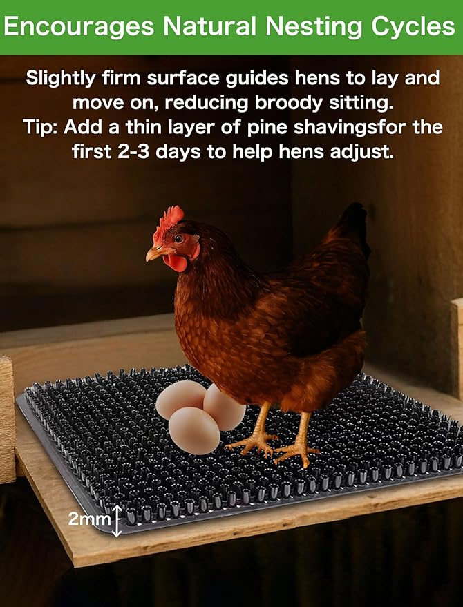 6-Pack Washable Chicken Nesting Pads for Chicken Coop, 13x11in Reusable Nest Box Liners, Trim-to-Fit Open-Grid Bedding for Cleaner Eggs, Heavy-Duty Poultry Supplies (Black)