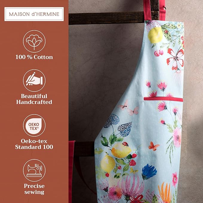 Maison d' Hermine 100% Cotton Apron for women with Pocket Kitchen Chef Apron for Men Cooking Easter Decorations