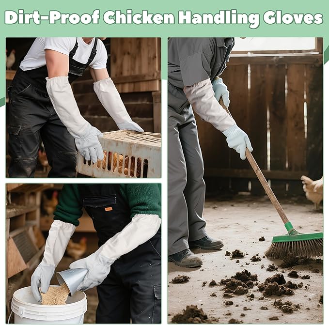 2 Pack Chicken Handling Gloves,Extra Long Scratch Proof Gloves for Chicken Handling,Puncture Resistant Glove for Prevent Chickens Scratch,Bite Proof Glove for Chickens,Bird,Cat