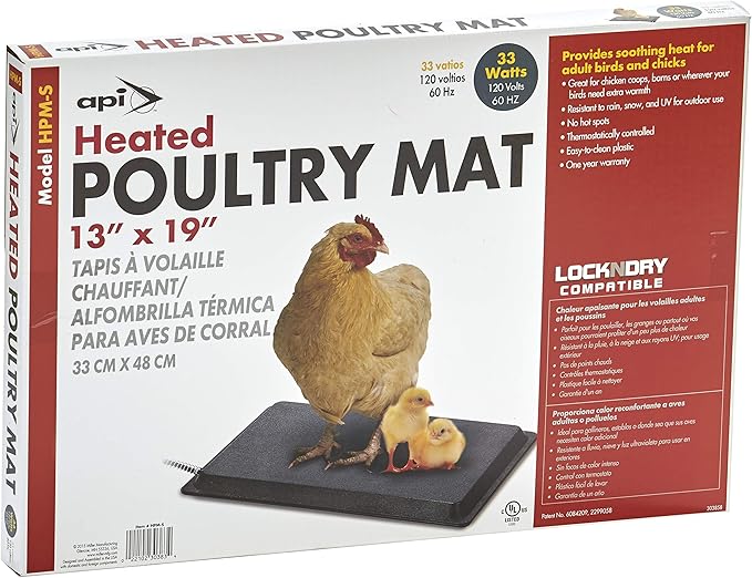API® Heated Poultry Mat - Washable Plastic Electric Poultry Warmer Mat Pad for Adult Chickens, Chicks, Pets, and Small Animals - Brooder Heat Lamp Alternative - Made in USA