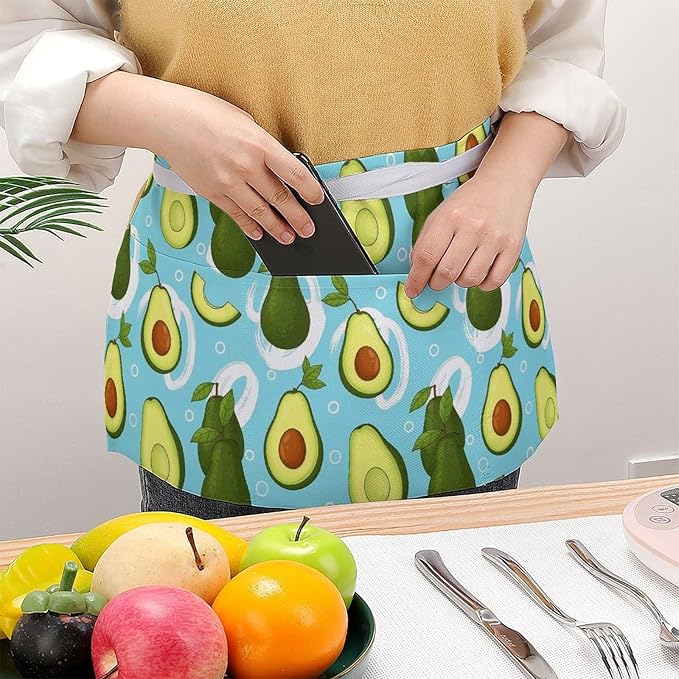 Server Apron with 3 Pockets Waist Waiter Waitress Half Apron Short Aprons