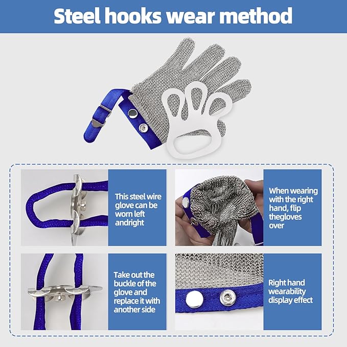 Metal Mesh Gloves - Stainless Steel Mesh Chain Cutting Gloves for Meat and Food Processing
