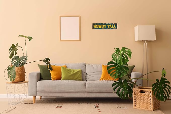 Vintage Tin Howdy Y'all Sign Retro Metal Sign Suitable For Home Street Shop Garage Bar Farm Garden - Multi-Purpose For Indoor/Outdoor Use Plaque 4x16 Inch