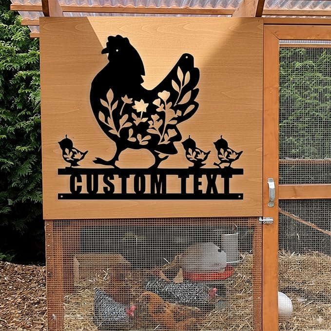 Custom Chicken Coop Metal Sign, Personalized Chicken Coop Sign for Outside, Custom Metal Hen House Farm Signs, Chickens Hen House Farmhouse Wall Art Decor