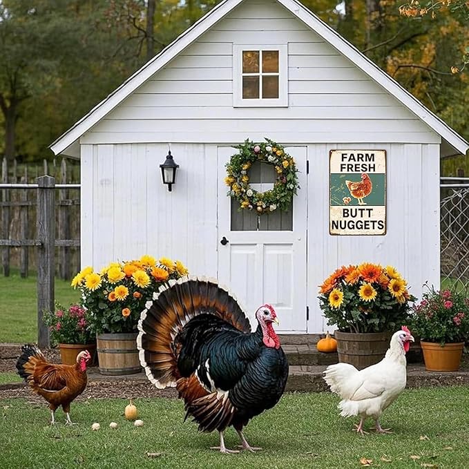 Metal Chicken Coop Sign, Funny Chicken Gifts, Tin Sign for Home Farm Chicken Coop Farmhouse Kitchen Garden Decor 8 X 12 Inch