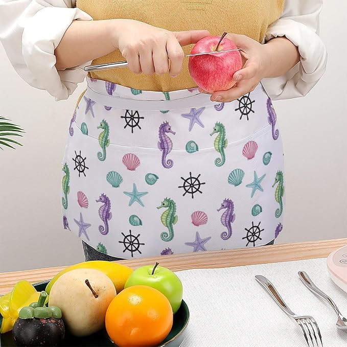 Short 3 Pockets Waist Waiter Waitress Half Apron Waterproof Chef Aprons
