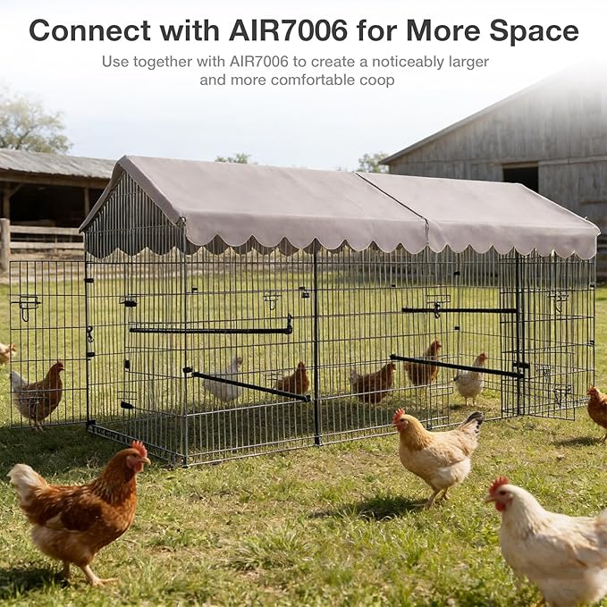 22 Sq Ft Large Metal Chicken Coop with Waterproof Cover, Outdoor Chicken Run for 6-8 Chickens, Rabbits & Ducks, Heavy Duty Rust-Resistant Poultry Cage with Secure Lock