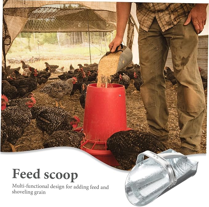 MERRYHAPY Stainless Steel Large Feed Scoop Farm Supplies Poultry Feeding Shovel Garden Tool Livestock Feeder