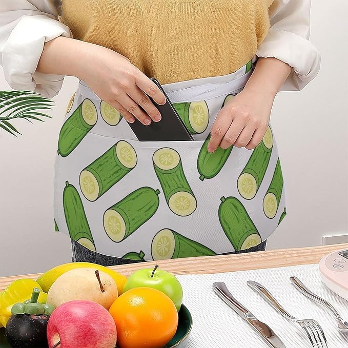 Short 3 Pockets Waist Waiter Waitress Half Apron Waterproof Chef Aprons