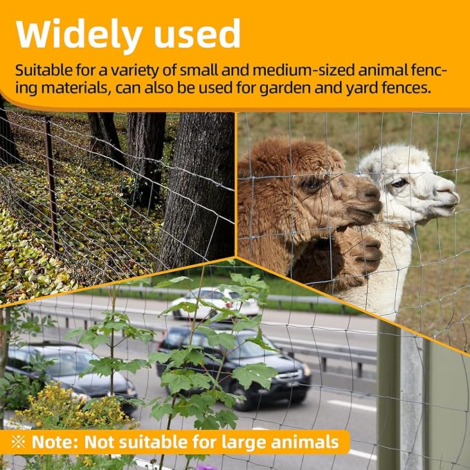 4ft x 30ft Galvanized Farm Fence, Fixed Knot Woven Wire Fence 16Ga, for Sheep Dog Panel Plant Garden Flower Bed and Field Protection