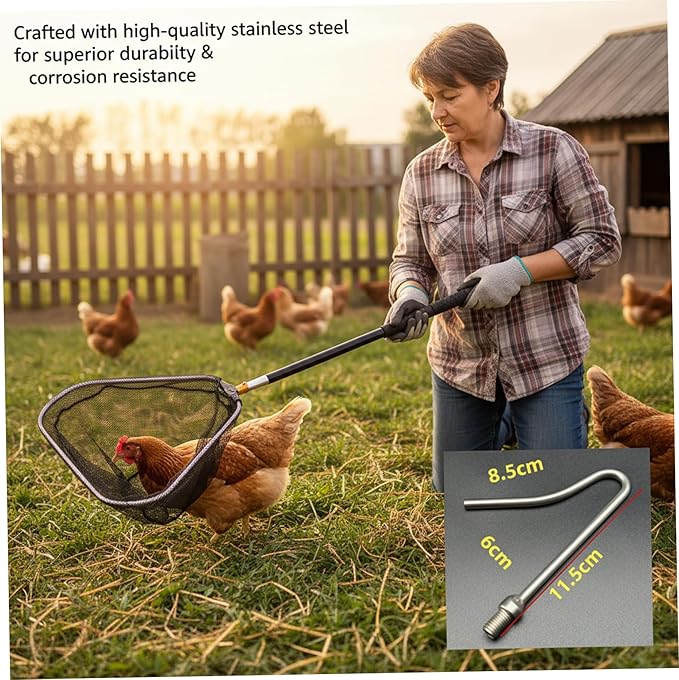 Chicken Catching Net, Telescopic Chicken Catcher with Stainless Steel Tube Extension, Poultry Hook for Birds, Dogs, and Small Animals, Décorations de Jardin
