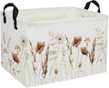 Rectangular Kids Baskets Flower Basket Kids Storage Bins Girls Basket Cute Storage Bin Organizer Box Room Decor for Home(Ink wash flower)