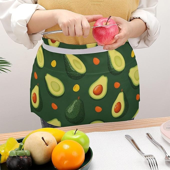 Server Apron with 3 Pockets Waist Waiter Waitress Half Apron Short Aprons