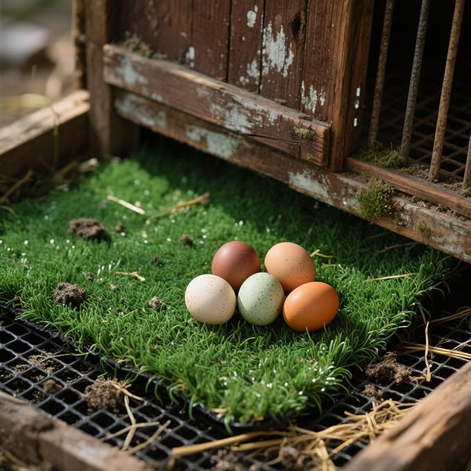 8 Pack Chicken Nesting Pads for Chicken Coop, 11.8"x11.8" Reusable Plastic Artificial Grass Nesting Box Pads Washable Laying Eggs Turf Egg-Protecting Mats for Coops, Pets & Crafts - Green