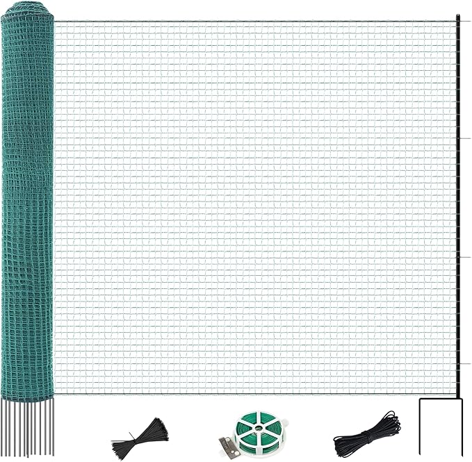 SUNYRISY Garden Mesh Fence Temporary Safety Fencing, 40in x 164ft Garden Fence Animal Barrier with Steel Stakes, Fencing Netting for Construction Backyard Chickens Dog Poultry Deer