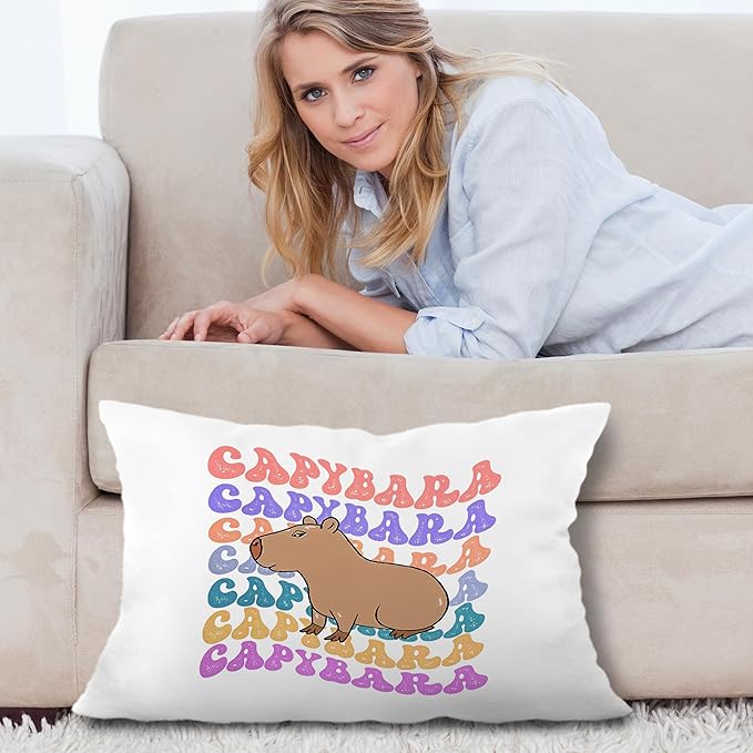 Funny Capybara Pillow Covers 12x20, Capybara Lover Gifts, Funny Animal Hydrochoerus Decorative Lumbar Pillow Covers for Home Bedroom Living Room