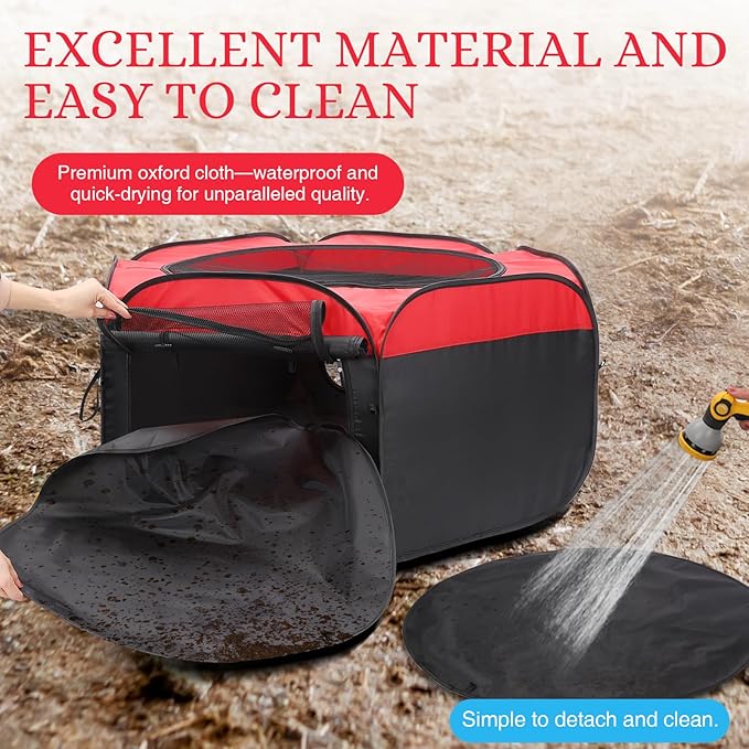 Brooder Box for Chicks - Chicken Brooder Kit with Dual Doors Design Pop-Up Playpen, Top Cover, Waterproof Mat, Storage Bag | Indoor Baby Chick Starter Kit for Ducklings, Quail & Poultry