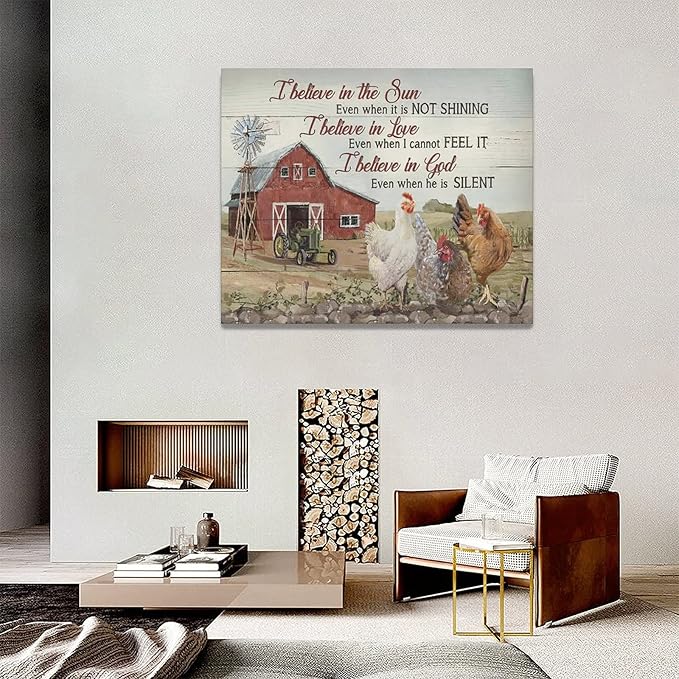 banonaty Rooster Kitchen DecorWall Art Rustic Farmhouse Chicken Barn PicturesWall Decor Country Inspirational Quotes Canvas Prints Home Office Decorations For Bathroom Dinning Room Framed 20/inx16/in