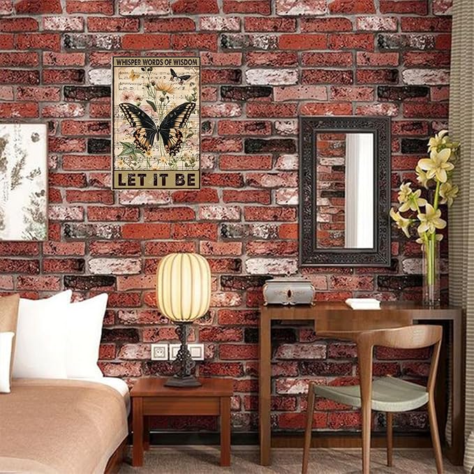 Metal Signs Let It Be Butterfly Retro Tin Sign for Home Office Kitchen Bar Cafe Garden Wall Decor 12x8 Inch