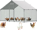 VEVOR Large Metal Chicken Coop with Run, Walkin Chicken Coop for Yard with Waterproof Cover, 6.5 x 9.8 x 6.5 ft, Spire Roof Large Poultry Cage for Hen House, Duck Coop and Rabbit Run