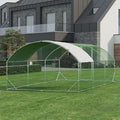 Garvee Metal Chicken Coop, Chicken Run for Yard with Strengthen Support, Outdoor Poultry Cage with Waterproof and Anti-Ultraviolet Cover for Outdoor Farm Use（9.8 ft W x 19.7 ft L x 6.5 ft H）