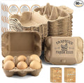 60 Pack Egg cartons 2x3 Style Half dozen egg cartons Bulk 6 Count Reusable Paper pulp egg storage tray Sturdy egg containers with instruction cards and stickers for Family Farm Market