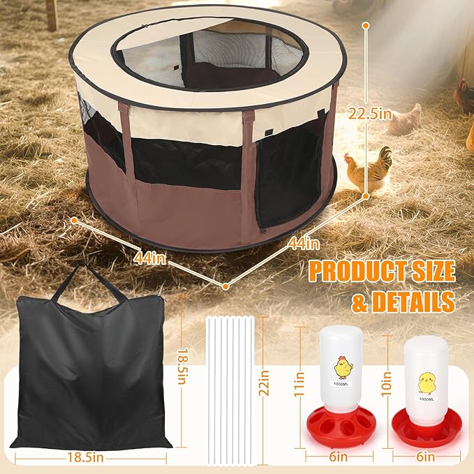 Chicken Brooder Box for Chick Starter Kit - 2025 Upgrade Double Door Chick Brooder Pen/Chicken Playpen/Chick Tent Baby Chickens Supplies Up to 15 Baby Chicks,Duck,Quail-21