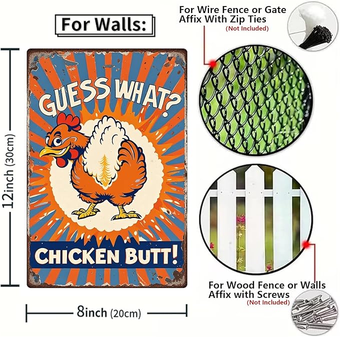 Chicken Metal Tin Sign Vintage Retro Poster Wall Art Chicken Decor for Chicken Coops Farms Yard Home Bar Cafe Garage or Office - Thoughtful Chicken Gift Idea