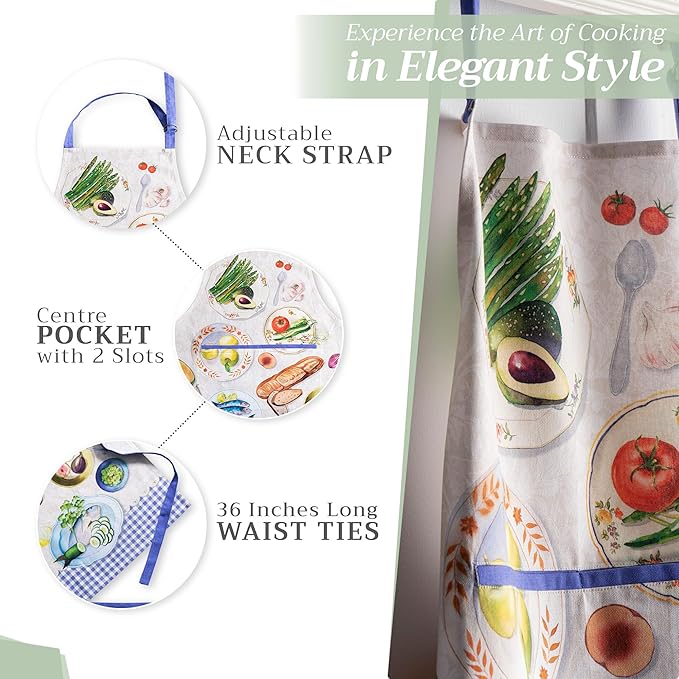Maison d' Hermine 100% Cotton Apron for women with Pocket Kitchen Chef Apron for Men Cooking Easter Decorations