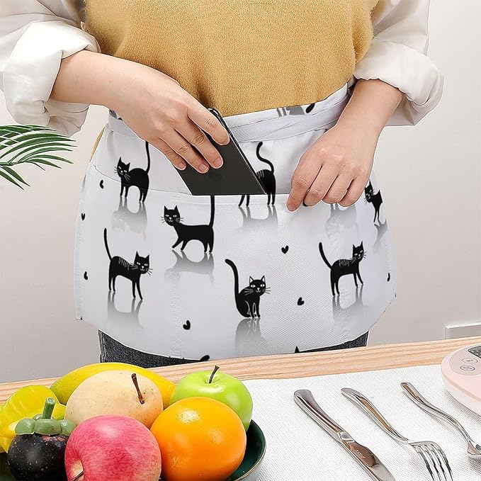 Short 3 Pockets Waist Waiter Waitress Half Apron Waterproof Chef Aprons