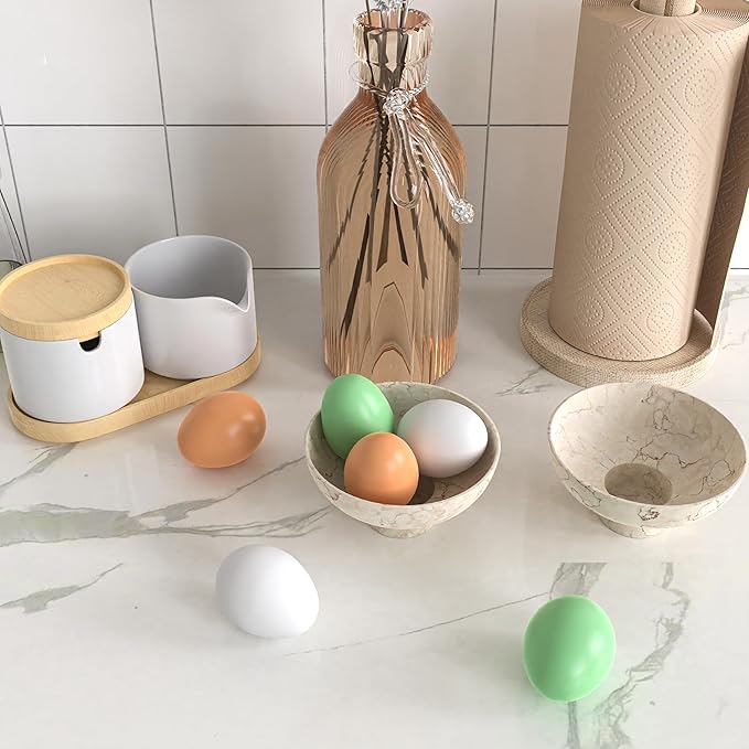 YunKo 6Pcs Wooden Fake Nest Eggs Easter Eggs for Craft Get hens to Lay Eggs 3 Colors