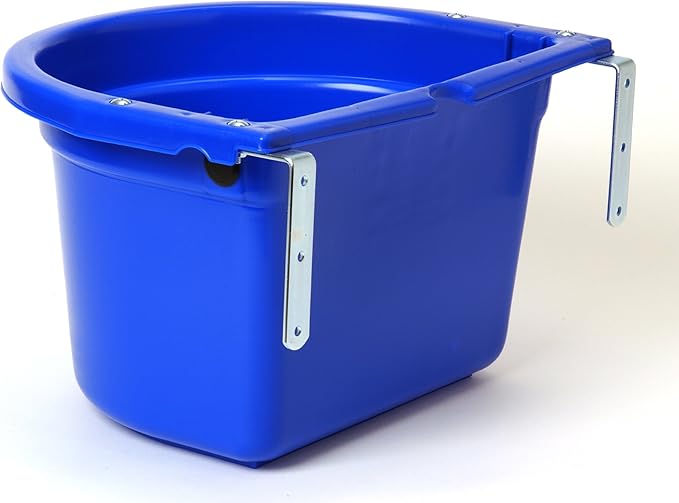 Little Giant® Plastic Fence Feeder | Pig Feeder | Clip On Fence Feeder | Mountable Feed Bucket | 20 Quarts | Blue