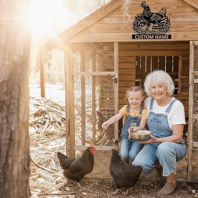 Custom Chicken Coop Metal Sign, Personalized Chicken Coop Sign for Outside, Custom Metal Hen House Farm Signs, Chickens Hen House Farmhouse Wall Art Decor