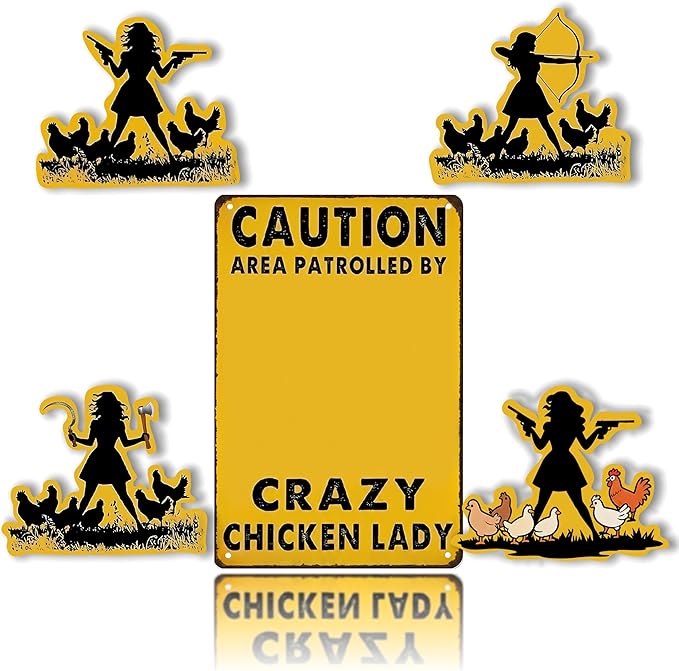 DIY Magnetic Attraction Design,Funny Chicken Tin Sign | chicken decor | Farmhouse Wall Decor, Rooster Kitchen & Bathroom Art,Metal Signs,Funny Gifts,8 * 12 Inch (Yellow)