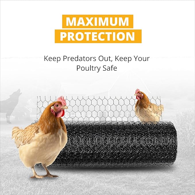 Stromberg’s PVC-Coated Galvanized Wire Fencing, 1-Inch Hex Mesh, Weatherproof, Long-Lasting & Durable for Outdoor Use, Ideal for Poultry Runs and Flight Pens, 4' x 100' Roll