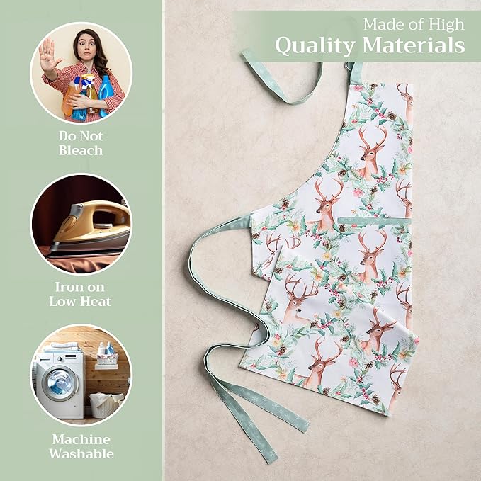 Maison d' Hermine 100% Cotton Apron for women with Pocket Kitchen Chef Apron for Men Cooking Easter Decorations