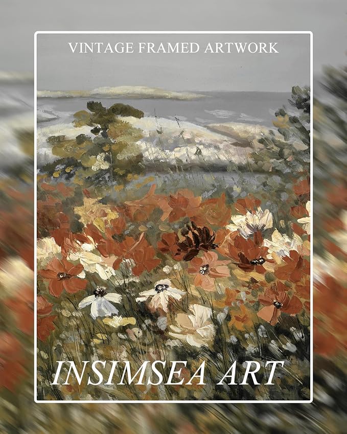InSimSea Framed Canvas Wall Art Home Decor Framed Vintage Botanical Prints Rustic Farmhouse Wall Decor Mid Century Modern Decor Art Prints Floral Room Decor Wall Art for Living Room Bedroom 12x16in
