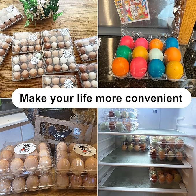 110 Packs 3 x 4 Clear Egg Cartons, 1 Dozen Plastic Egg Cartons, Transparent Chicken egg Trays Holds up to 12 Eggs for Storage and Market Display